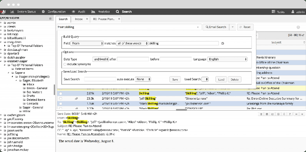 MailArchiva search