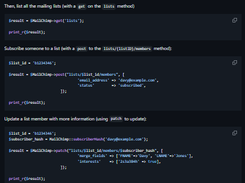 MailChimp API Screenshot 1