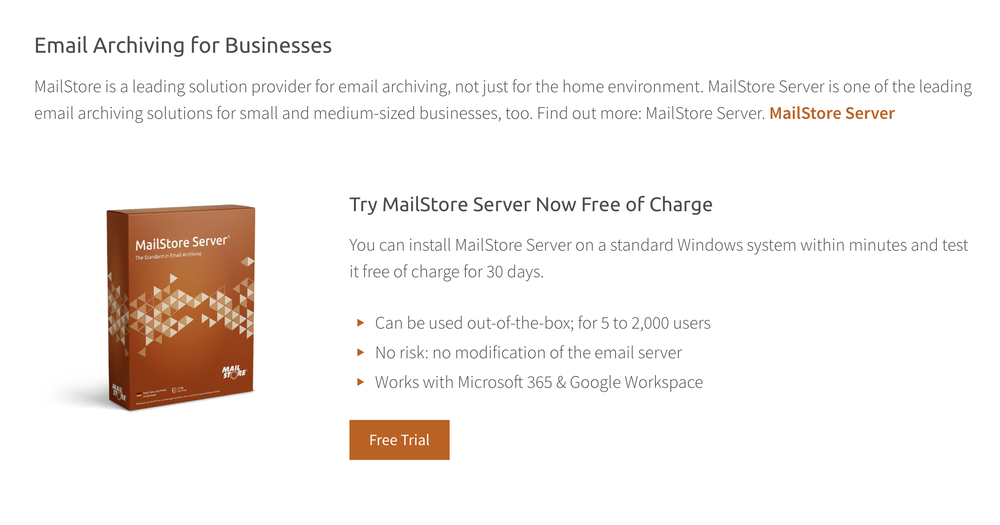 MailStore Home Screenshot 1