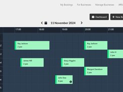 Reservation calendar showing bookings for the day