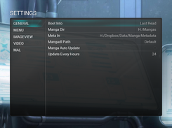 Settings menu