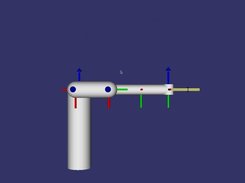 Arm has all joint angles set to 0 with axis labels.