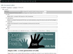 Mapix CMS online XML editor used to edit the home page