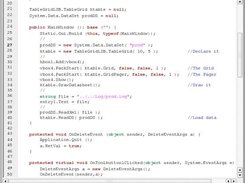 Code to display the TableGrid for the LogViewer 