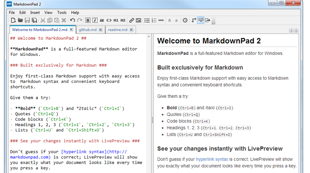 MarkdownPad Screenshot 1