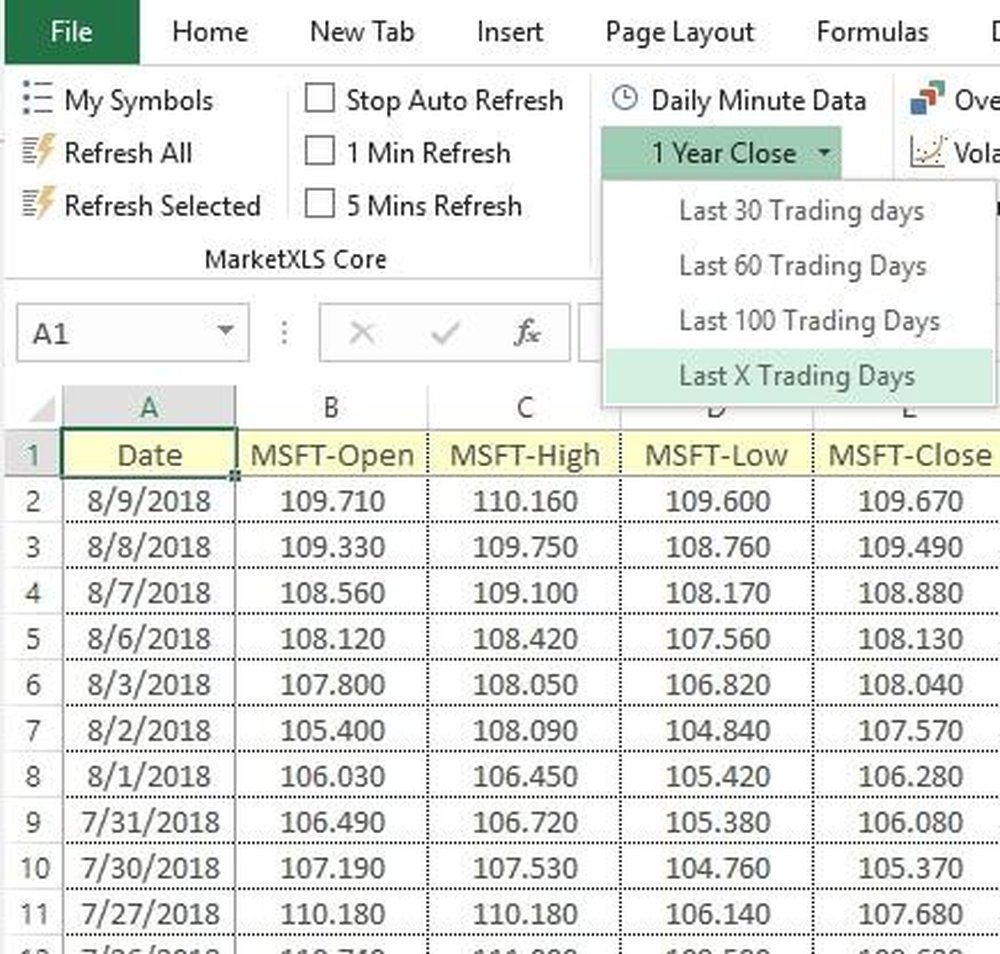 MarketXLS Screenshot 1