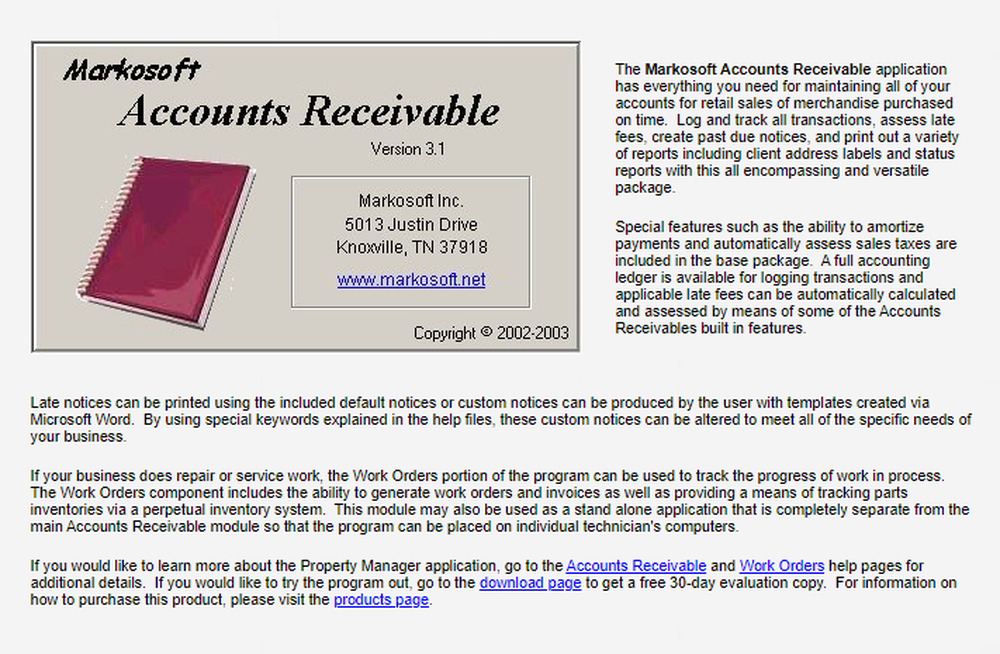 Markosoft Accounts Receivable Screenshot 1
