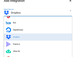 MASV integrations user interface