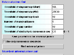 Option window for global universal primer design