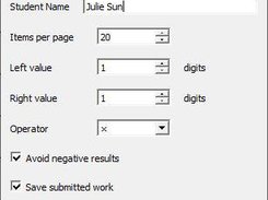 Choose addition, substraction or multiplication. Choose number of digits on each side