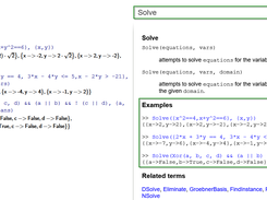 Web browser notebook Solve() interface