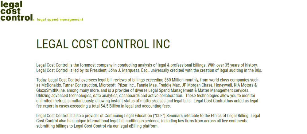 Legal Cost Control Screenshot 1