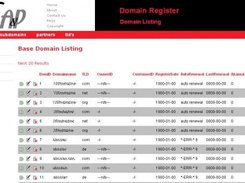 Base Domain Listing with navigation and action symbols