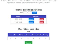 Configuracion de Agenda por horairos