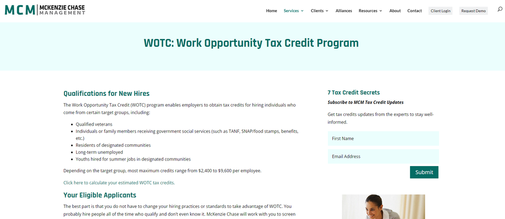 Mckenzie Chase Electronic Tax Credits Screenshot 1