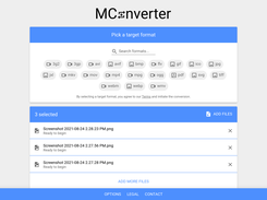 MConverter's file and format selection