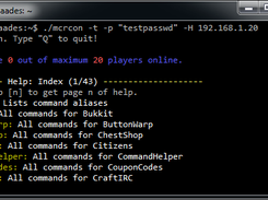 mcrcon in action on linux.