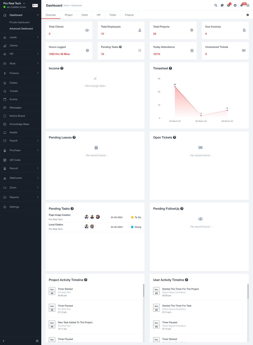 Company Dashbord