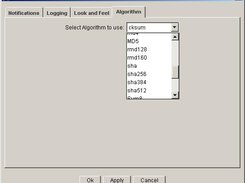 Settings Dialog - shows some of hashing algorithms available