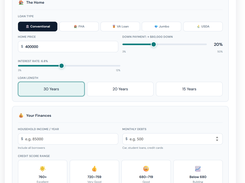 Interactive mortgage readiness assessment where borrowers answer 8 questions in about 20 seconds before receiving personalized insights.