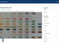 Evaluating a strip test in the Urinalysis simulator.