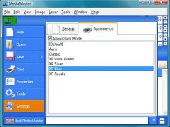 Settings dialog with the XP Blue theme selected