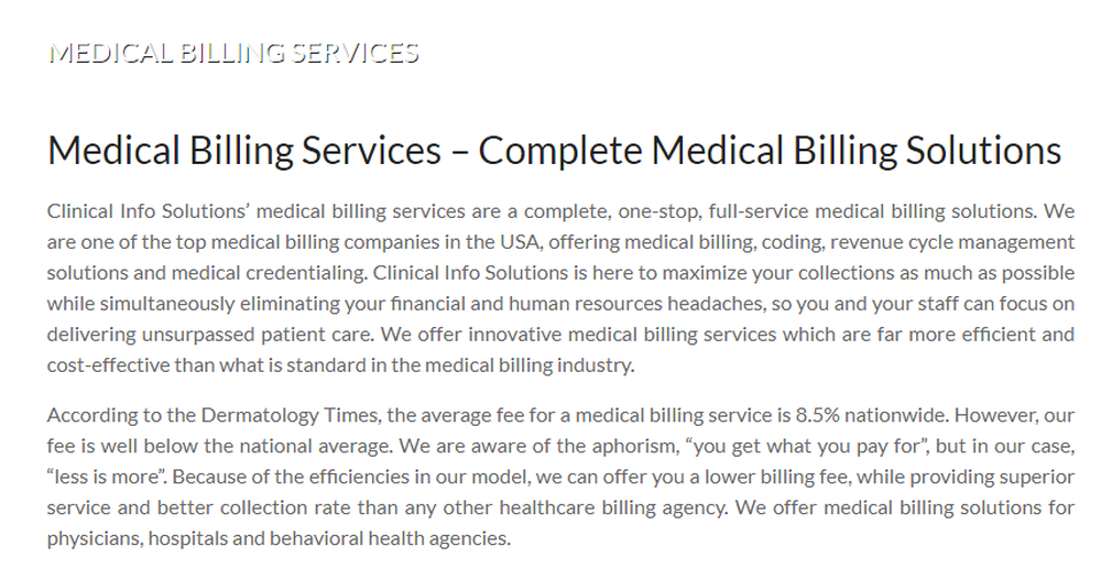 Clinical Info Solutions Medical Billing Screenshot 1