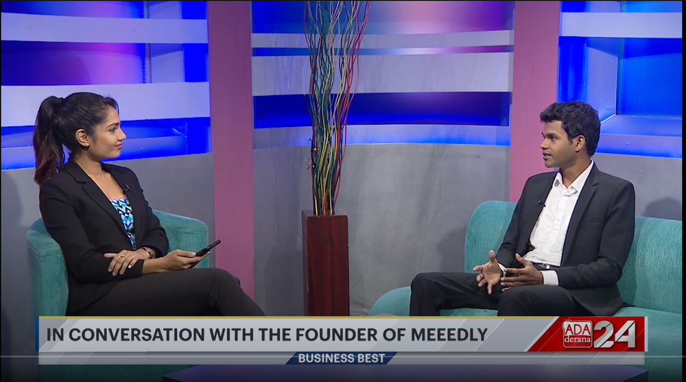 Shenal Vanderwall on TV Derana Sri Lanka talking about what Meeedly means for businesses and how it aims to increase online meeting productivity