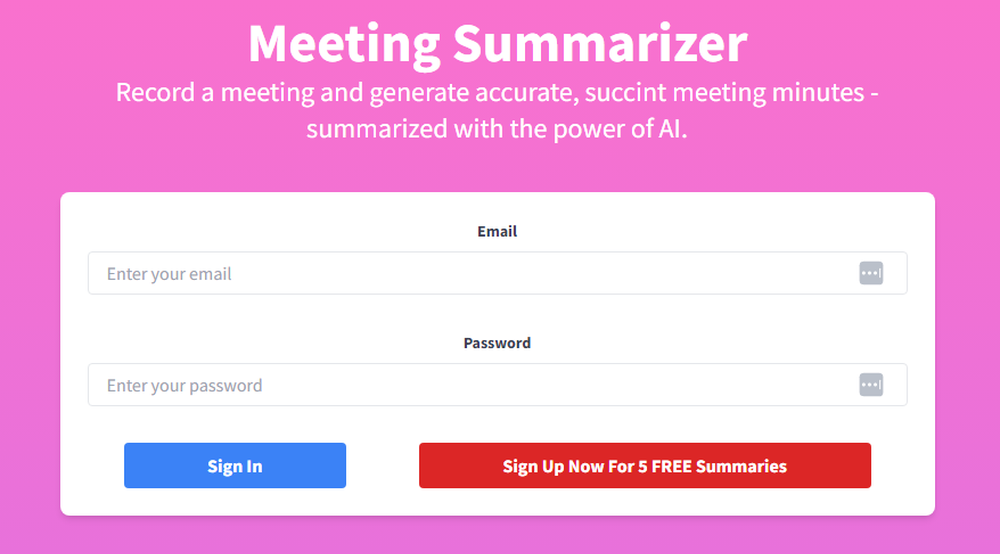 Meeting Summarizer Screenshot 1