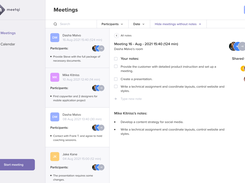 Dashboard for meeting notes