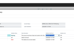 Vendor Validation History