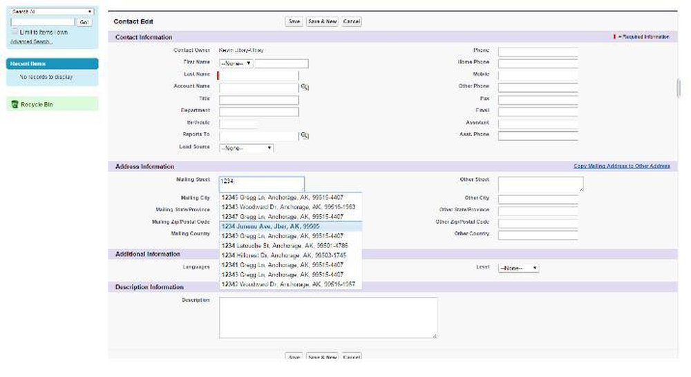 Clean Suite for CRM - Create Contact with Autocomplete