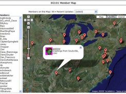 Members can add themselves and a message to the map