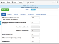v2.5 input parameters screen