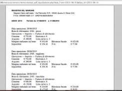 Esportazione tipo, per una liquidazione IVA a norma con la gestione contabile italiana per il regime del margine. Tale esportazione (su pagine numerate) è corrispondente a un moderno Giornale degli Affari.