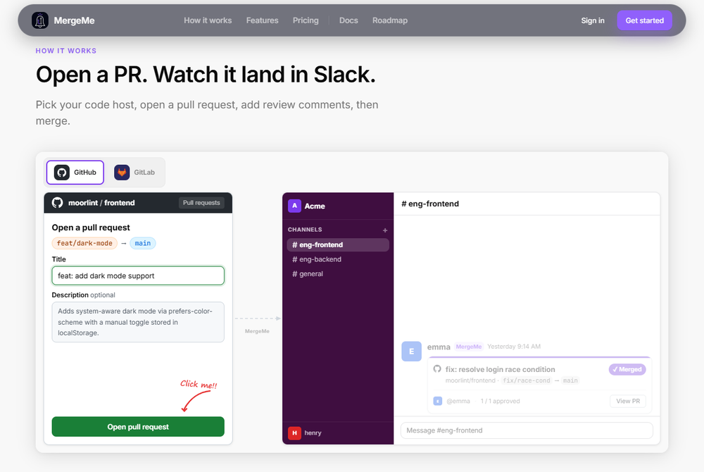 MergeMe Slack Integration Demo