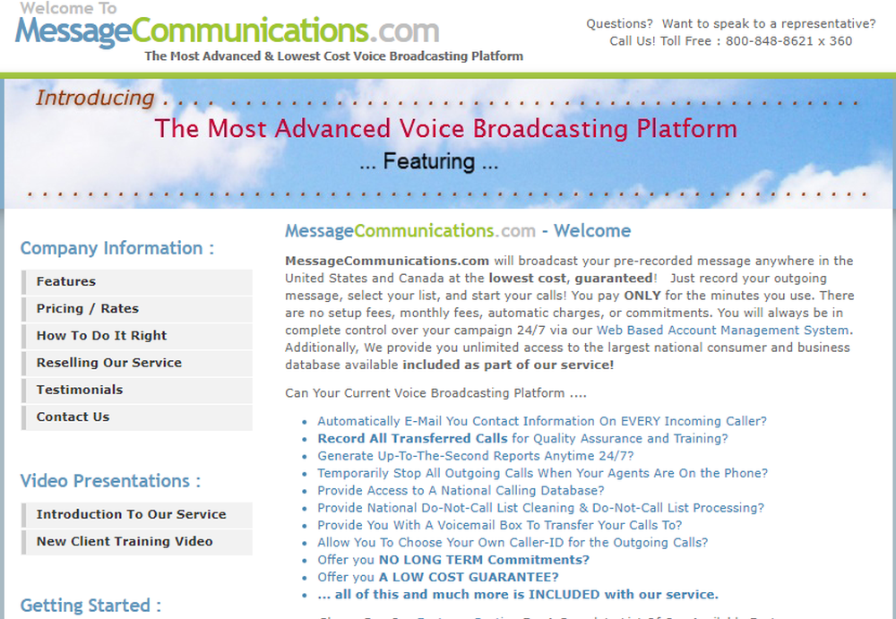 MessageCommunications.com Screenshot 1