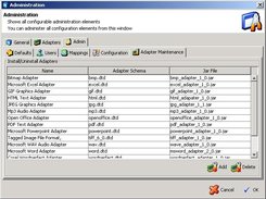 User interface - Administration window