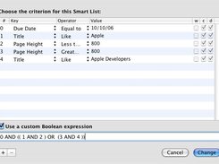 Smart List editor, which allows boolean queries.