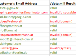 Result of the email verification