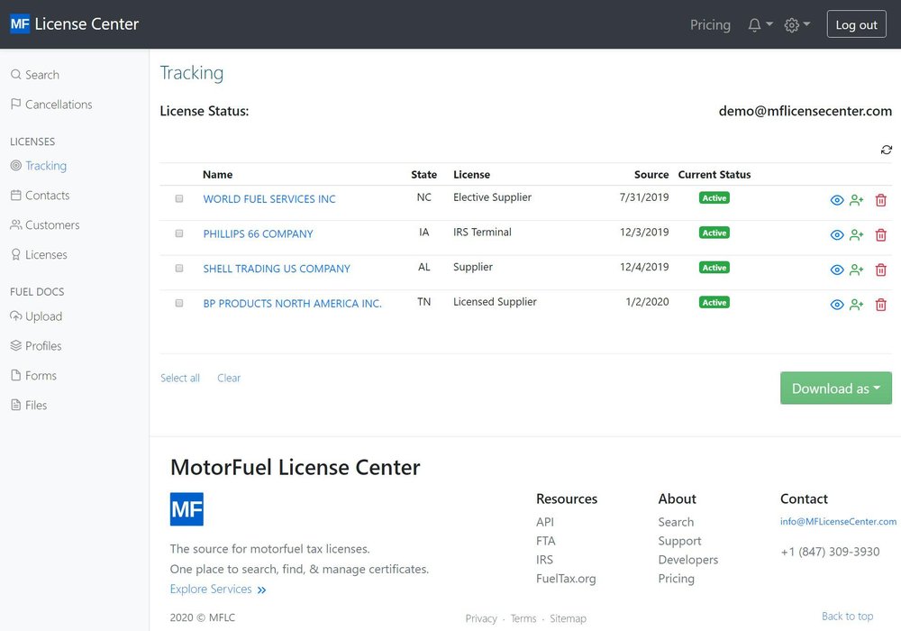 MF License Center Screenshot 1