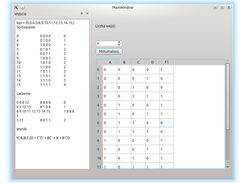 Minimalizacja funkcji logicznych GUI Screenshot 1