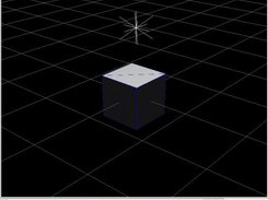 Screenshot of the modelling view showing lighting and a cube