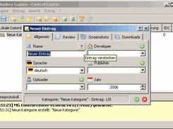 create entry dialog in front; main window in back
