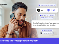A Hello Patient AI agent answers an inbound patient call, confirms the patient's identity, books the appointment, and texts a confirmation, with no hold and no voicemail.