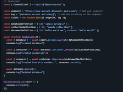 Microsoft Azure Cosmos JavaScript SDK Screenshot 1