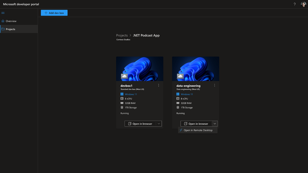 Microsoft Dev Box Screenshot 1