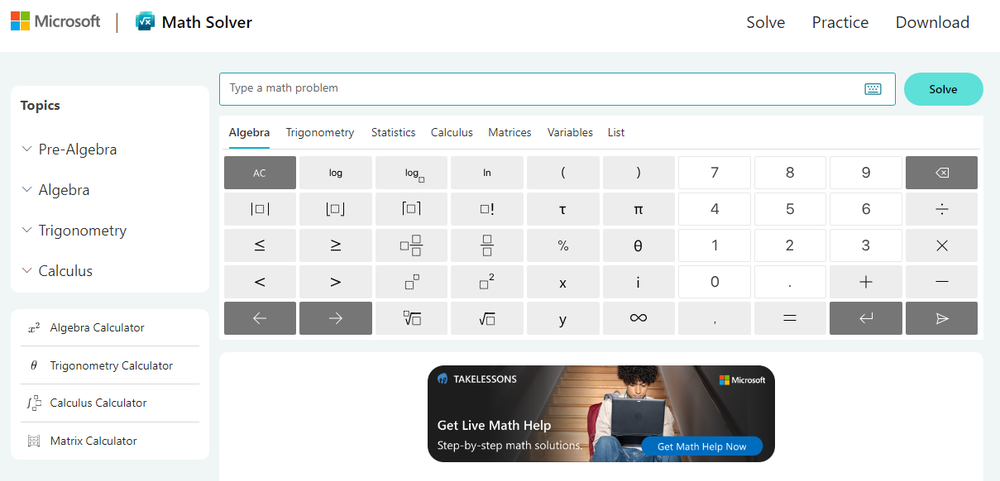 Microsoft Math Solver Screenshot 1