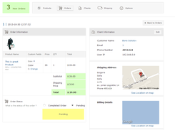 Online shop and order tracking