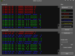 MIDI IN and OUT monitor